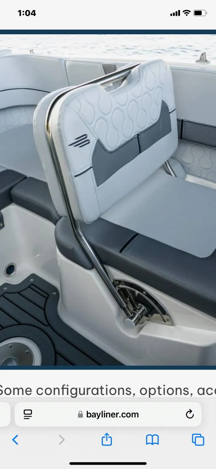 Slide: The Image of 2025 Bayliner VR5 Bowrider I/O interior seating detail with modern design and upholstery. - 4