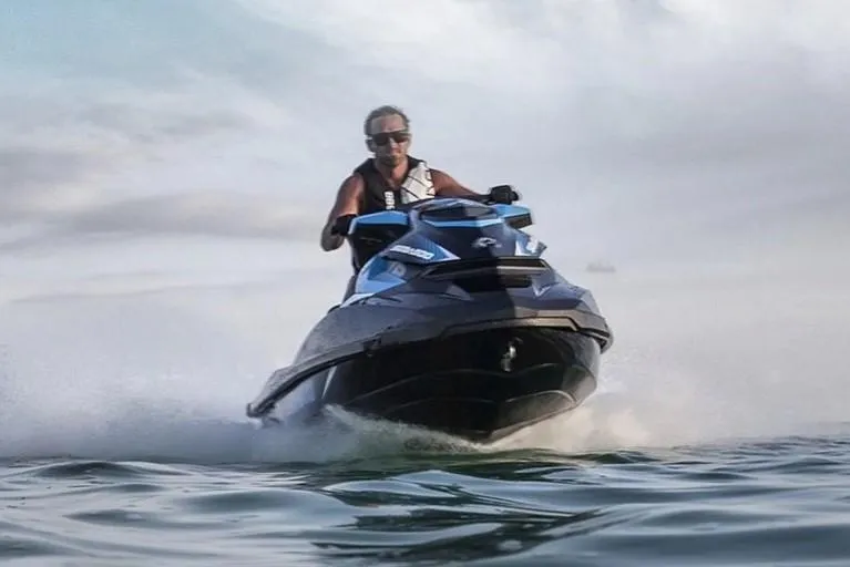 Slide: The Image of Manufacturer Provided Image: 2019 Sea-Doo GTR 230 jet ski speeding on water. - 13