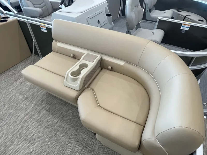 Slide: The Image of Beige seating area on 2026 Godfrey Xperience 2086 CX boat with cup holders. - 3
