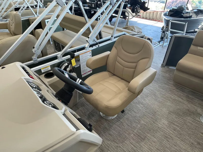 Slide: The Image of Captain's chair and helm of 2026 Godfrey Xperience 2086 CX pontoon boat. - 5