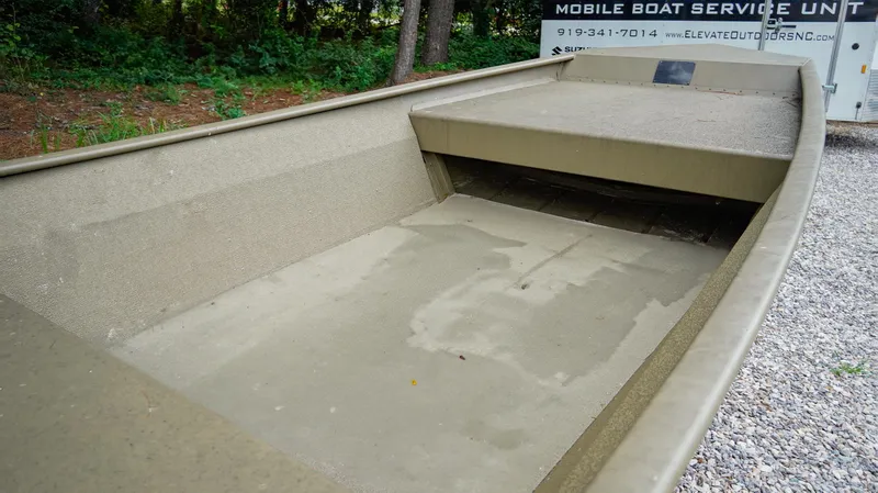 Slide: The Image of 2025 G3 1548 VBW boat interior, showing spacious deck and durable construction. - 3