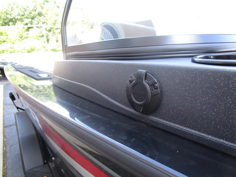 Slide: The Image of 2026 Tracker Targa V18 Combo boat detail with sleek black finish and modern design. - 11