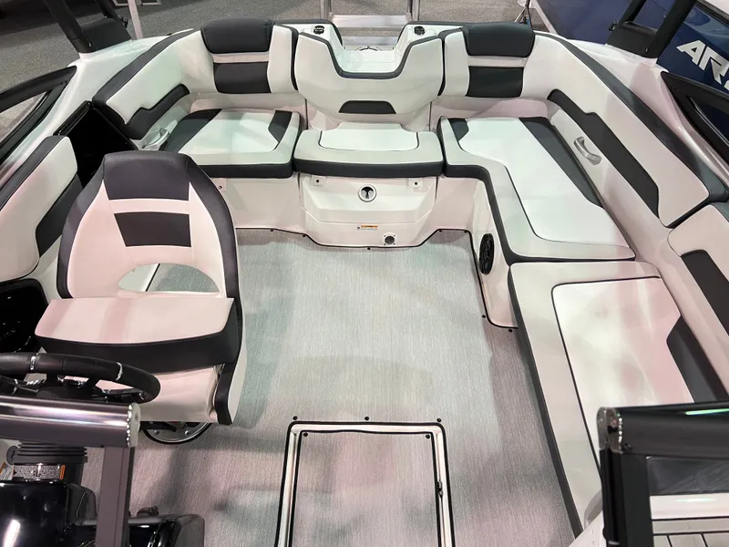 Slide: The Image of Interior of 2025 Yamaha AR195 boat with modern seating. - 7