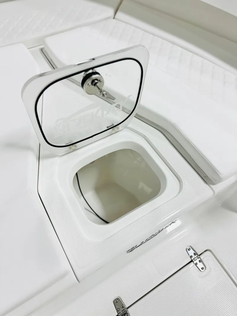 Slide: The Image of Open hatch on 2026 BlackJack Blackjack 256 Coastal boat, showcasing storage compartment. - 11