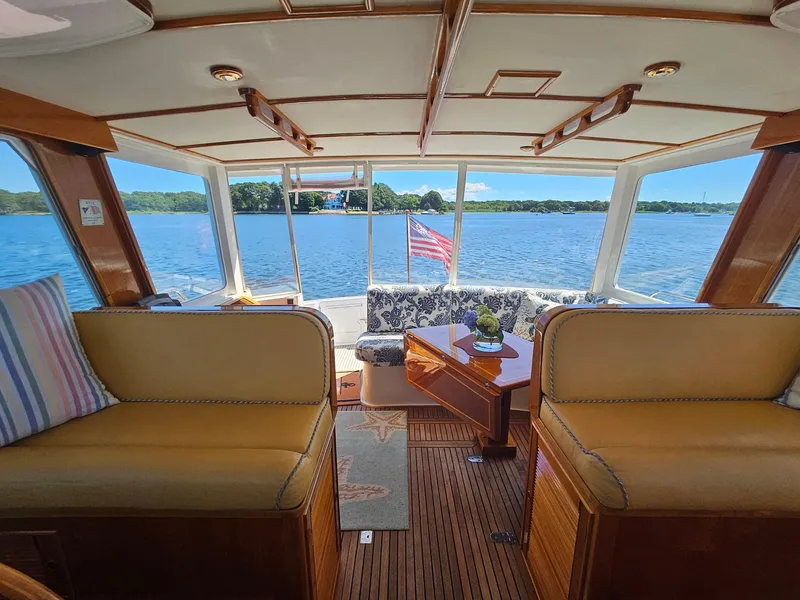 Slide: The Image of Interior of 2002 Grand Banks 49 Eastbay HX yacht with scenic water view. - 26
