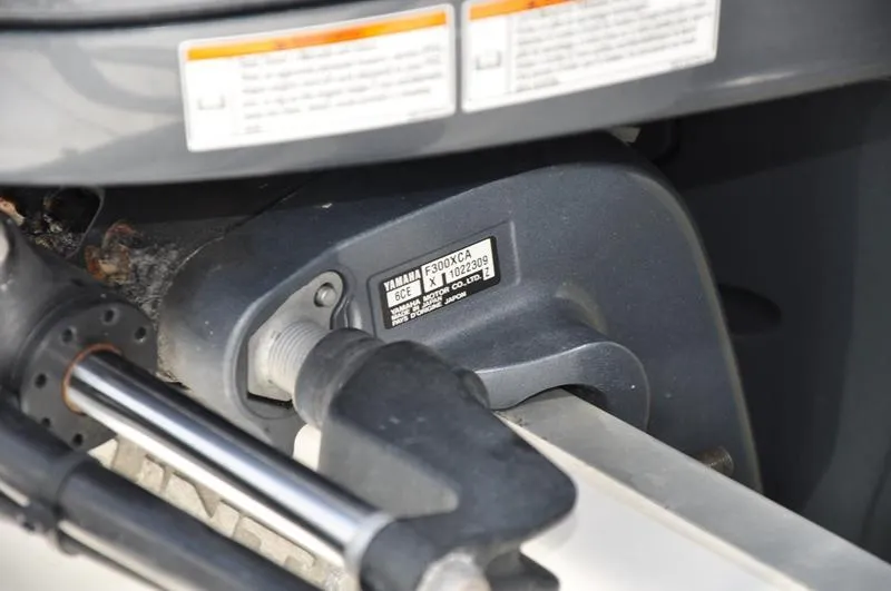 Slide: The Image of Close-up of a Yamaha F300XCA engine on a 2015 Sea Hunt Gamefish 30 boat. - 37