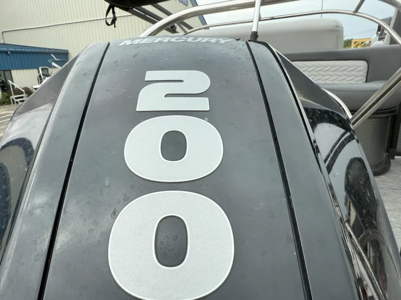 Slide: The Image of Mercury 200 engine on 2021 Godfrey Monaco 215 C boat, close-up view. - 13