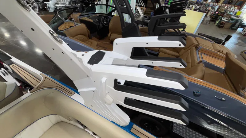 Slide: The Image of 2025 MB B52 23 Classic boat interior with modern seating and sleek design. - 40