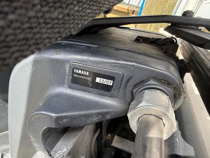 Slide: The Image of Close-up of a Yamaha engine component, manufactured in December 2007, on a Sterling 180TS. - 17