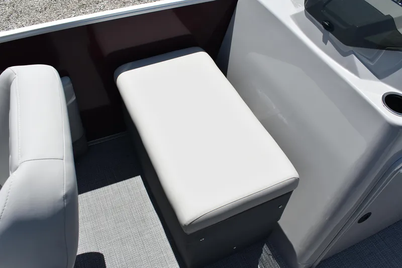 Slide: The Image of 2024 SunChaser Geneva 20 Fish 4 boat seating and storage area. - 15