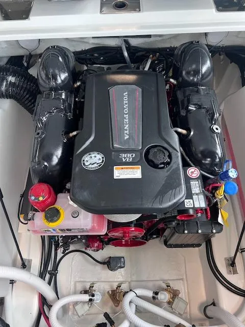Slide: The Image of 2025 Cobalt R6 Surf engine compartment with Volvo Penta 380 V8 engine. - 20