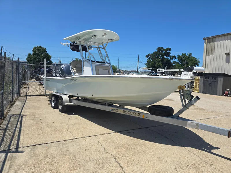 Slide: The Image of 2017 Sea Fox 240 Viper boat on trailer in sunny outdoor setting. - 3