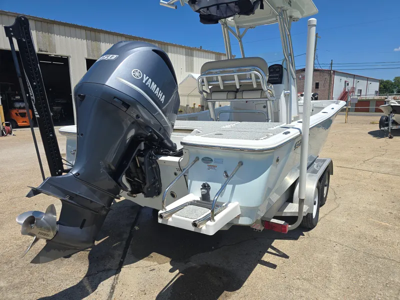 Slide: The Image of 2017 Sea Fox 240 Viper boat with Yamaha engine on trailer, parked outdoors. - 4