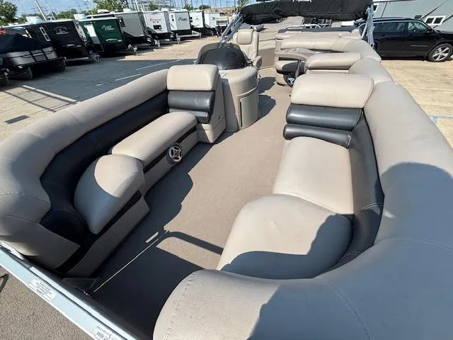 Slide: The Image of 2009 Premier 225 Grand Majestic pontoon boat with spacious seating and modern design. - 8