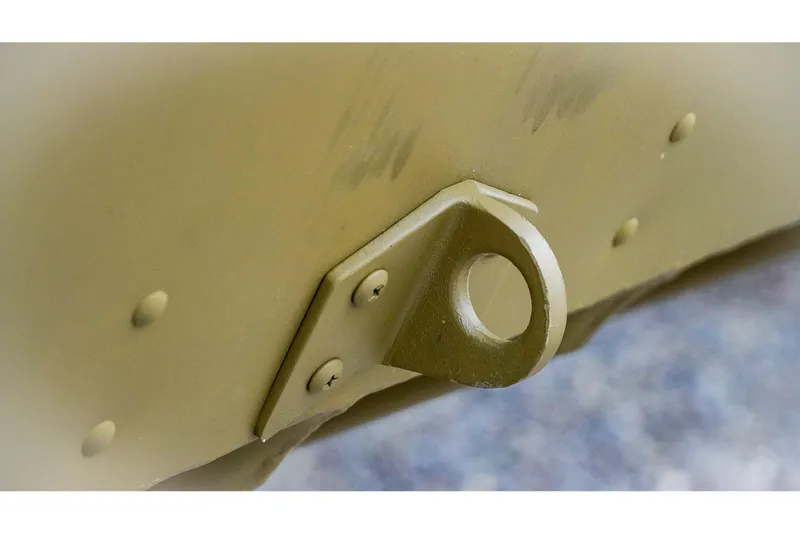 Slide: The Image of Close-up of 2025 G3 Gator Tough 1448 LW boat's metal attachment point. - 10