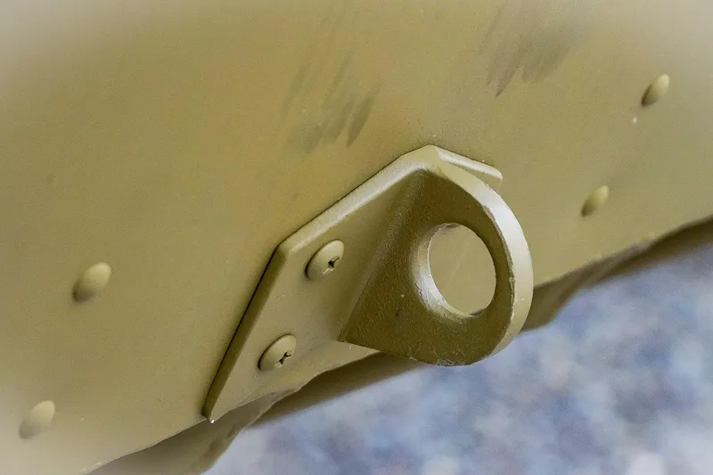 Slide: The Image of Close-up of 2025 G3 Gator Tough 1448 LW boat's metal attachment point. - 14