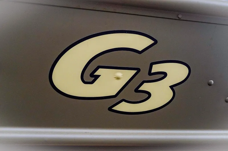Slide: The Image of Close-up of G3 logo on 2025 Gator Tough 1448 LW boat. - 25