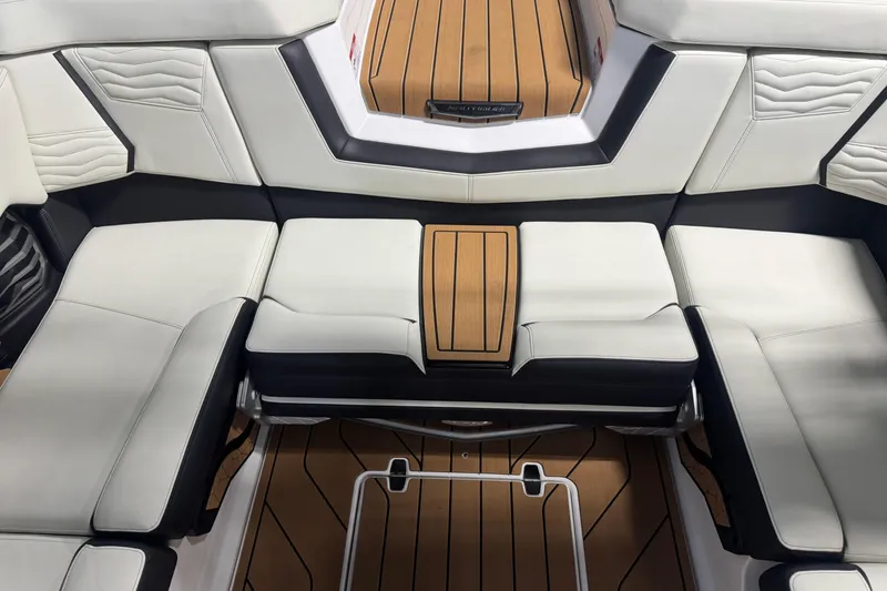 Slide: The Image of Luxurious interior of 2026 Nautique Super Air Nautique G21 boat with stylish seating. - 9