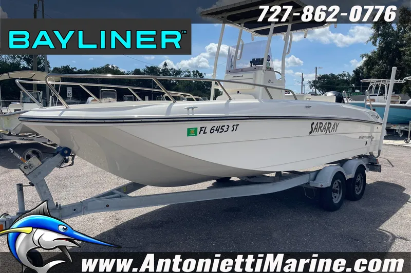 Slide: The Image of 2020 Bayliner Element F21 boat on trailer at Antonietti Marine dealership. - 34
