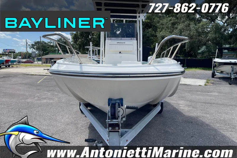 Slide: The Image of 2020 Bayliner Element F21 boat on trailer at Antonietti Marine dealership. - 35
