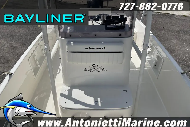 Slide: The Image of 2020 Bayliner Element F21 boat interior with console, displayed by Antonietti Marine. - 4