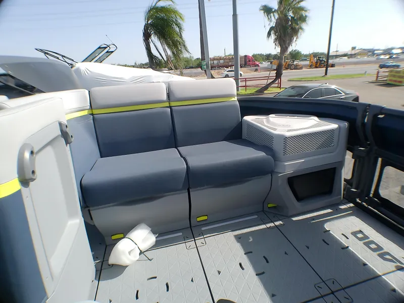 Slide: The Image of 2025 Sea-Doo 55SL interior with gray seating and modern design. - 13