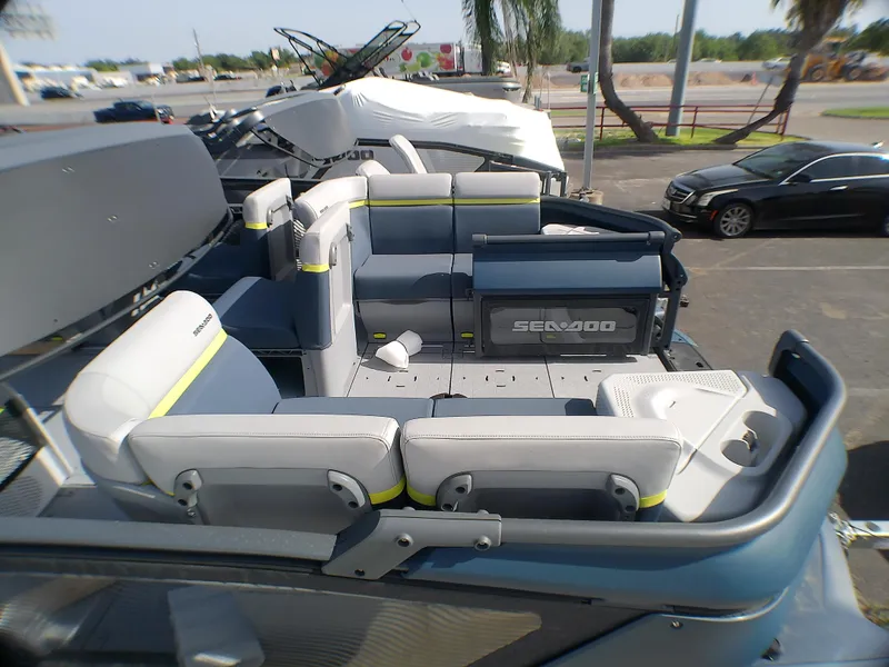 Slide: The Image of 2025 Sea-Doo 55SL boat interior with spacious seating and modern design. - 6