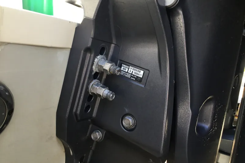 Slide: The Image of Close-up of a 2022 Grady-White Freedom 325 boat engine mount. - 76
