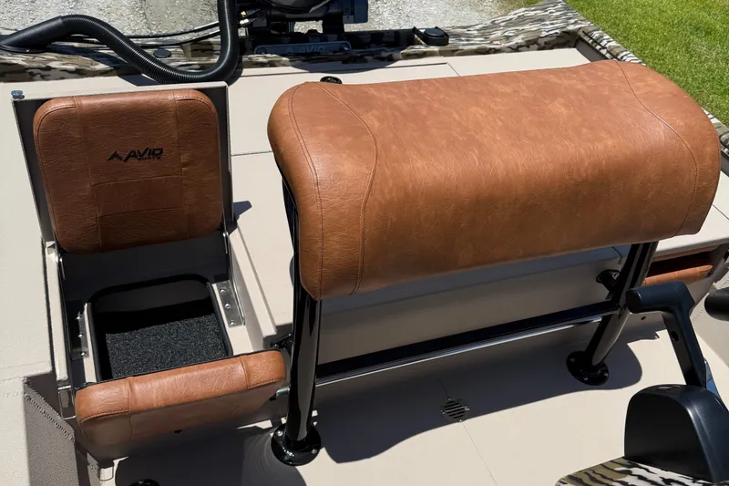 Slide: The Image of Brown leather seats on 2026 Avid 20 ROGUE CC boat, showcasing comfort and style. - 9
