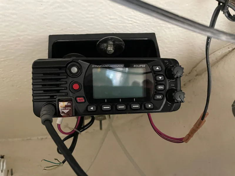 Slide: The Image of VHF radio installed on a 2021 Key West 210 Bay Reef boat. - 28