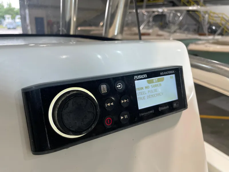 Slide: The Image of Fusion marine stereo on 2021 Key West 210 Bay Reef, displaying "Man No Sober" by Steel Pulse. - 30