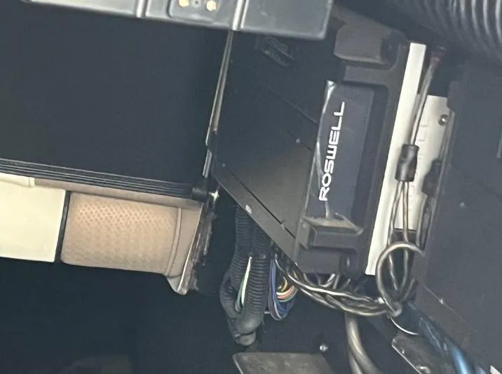 Slide: The Image of Roswell audio system in 2019 Centurion RI 257 boat, showing wiring and components. - 20