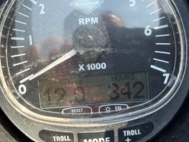 Slide: The Image of Close-up of a Bennington R25 2012 RPM gauge displaying 342 hours. - 27