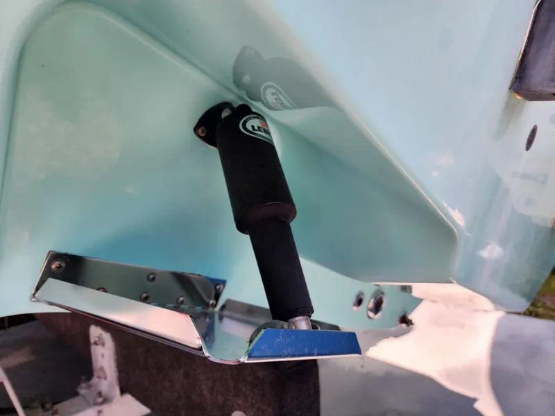 Slide: The Image of 2017 Bulls Bay 230 Center Console boat with outboard motor and blue inflatable fender. - 7