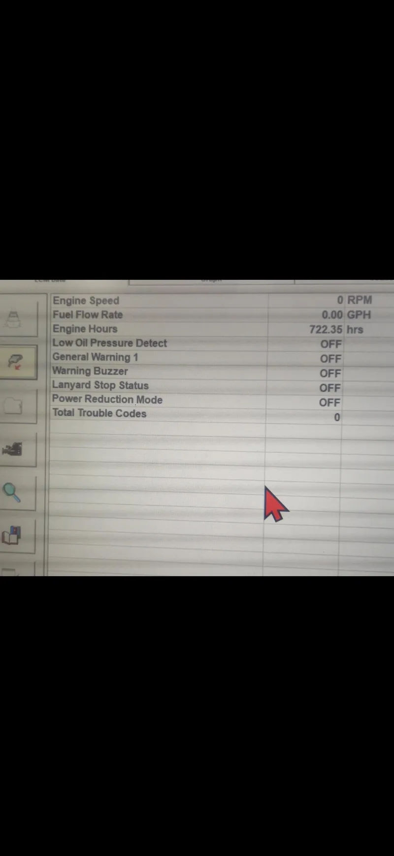 Slide: The Image of Display screen showing engine diagnostics for a 2000 Cobalt 292 boat. - 16