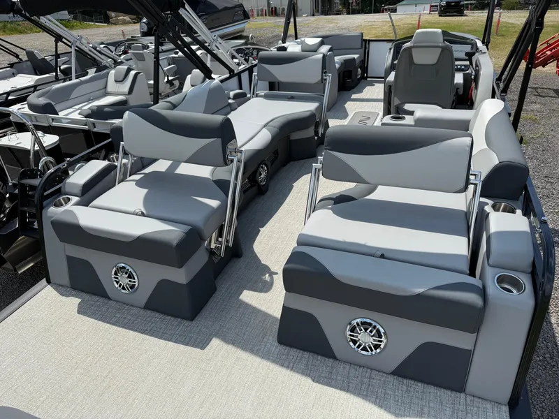 Slide: The Image of 2025 Avalon LSZ Quad Lounger Shift boat with luxurious seating and modern design. - 3