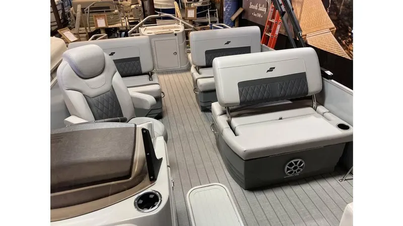 Slide: The Image of 2025 Starcraft CX 23 RL boat interior with luxurious seating and modern design. - 3