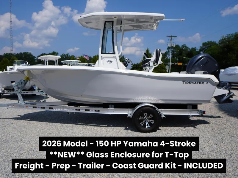 The Image of 2026 Tidewater 198 CC Adventure boat with Yamaha 150 HP engine on display at Jim's Marine. - 0