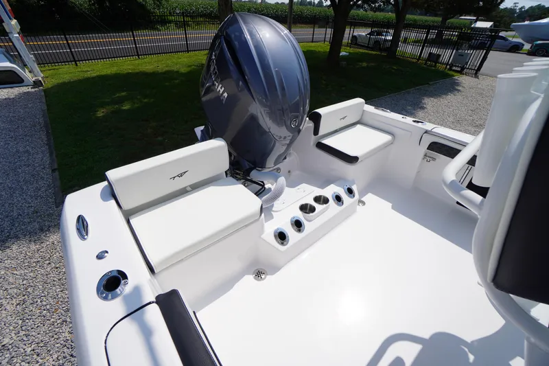 Slide: The Image of 2026 Tidewater 198 CC Adventure boat interior with Yamaha outboard motor. - 35