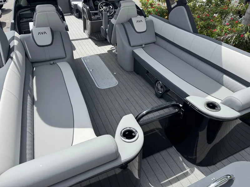 Slide: The Image of 2025 Avalon Catalina Platinum Quad Lounge interior with luxurious seating and modern design. - 32