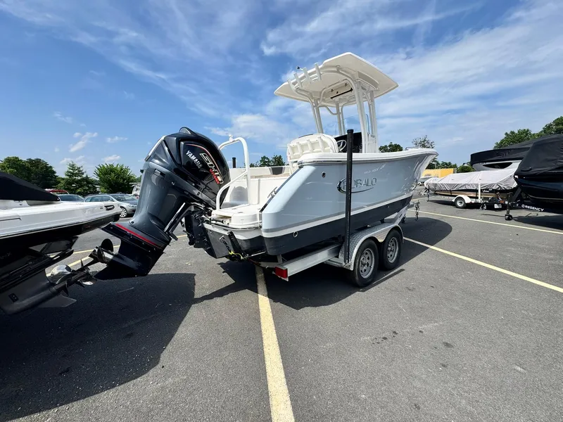 Slide: The Image of 2022 Robalo R230 Center Console boat on trailer in parking lot. - 7