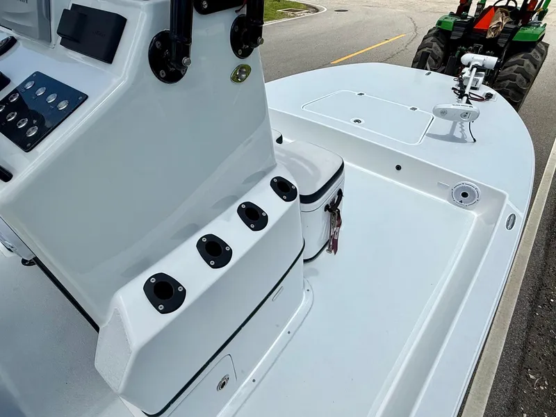 Slide: The Image of 2015 SCB Recon boat deck with control panel and rod holders. - 14