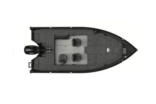 Slide: The Image of 2026 Alumacraft Competitor 175X Tiller boat displayed in showroom on trailer. - 1