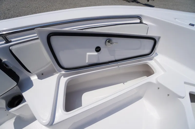 Slide: The Image of Open storage compartment on 2026 Tidewater 198 CC Adventure boat. - 13