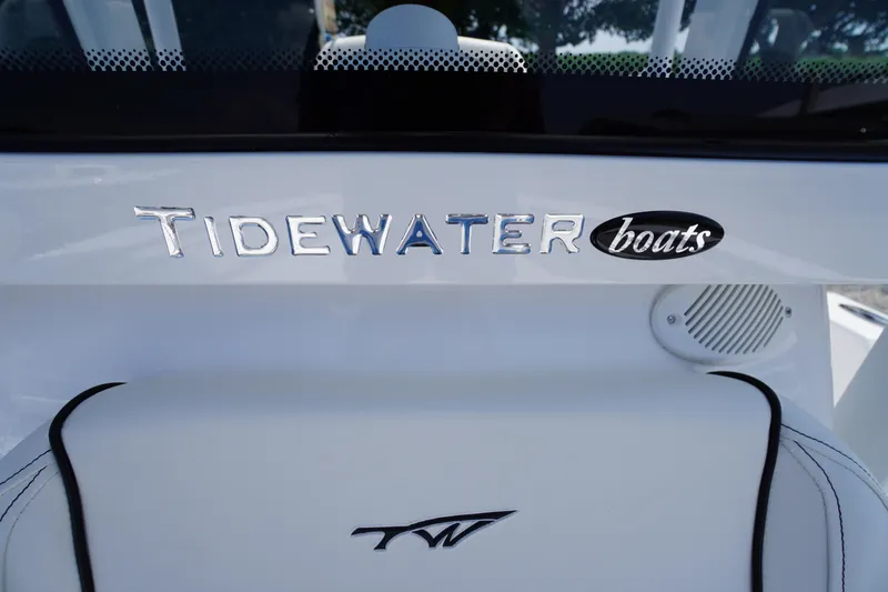 Slide: The Image of 2026 Tidewater 198 CC Adventure boat logo and branding detail. - 16