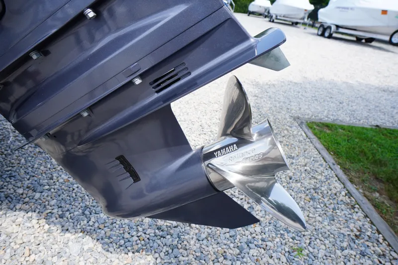 Slide: The Image of Close-up of Yamaha Reliance Series propeller on 2026 Tidewater 198 CC Adventure boat. - 48