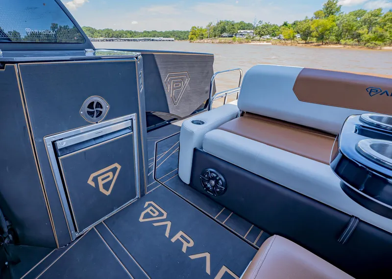 Slide: The Image of Luxury interior of 2025 Paradigm 236 boat with sleek seating and modern design. - 13