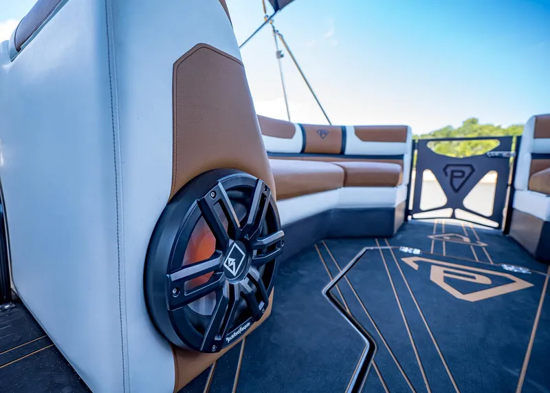 Slide: The Image of Luxury Paradigm 236 boat interior with premium seating and audio system, 2025 model. - 32