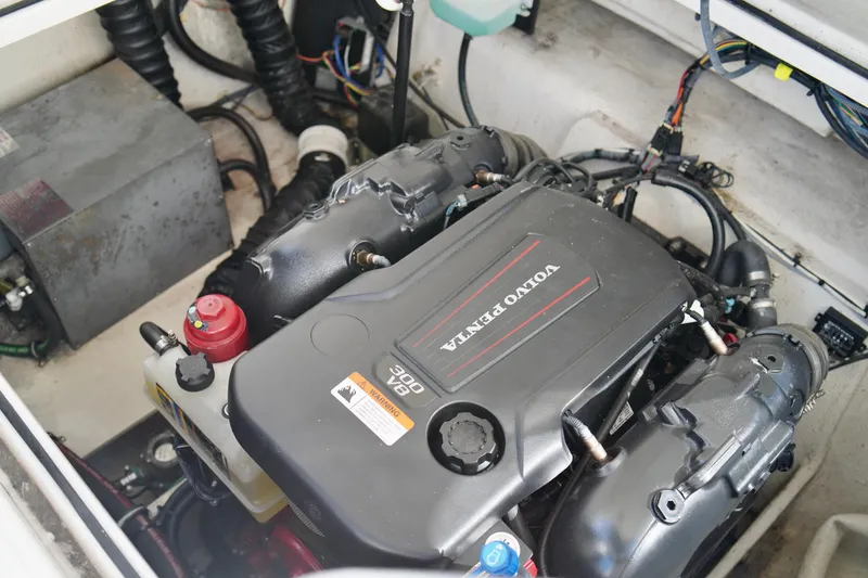 Slide: The Image of Engine compartment of a 2019 Regal 26 Express boat with Volvo Penta engine. - 41