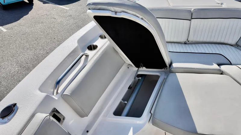 Slide: The Image of 2023 Sea Fox 268 Commander boat interior with open storage compartment. - 8